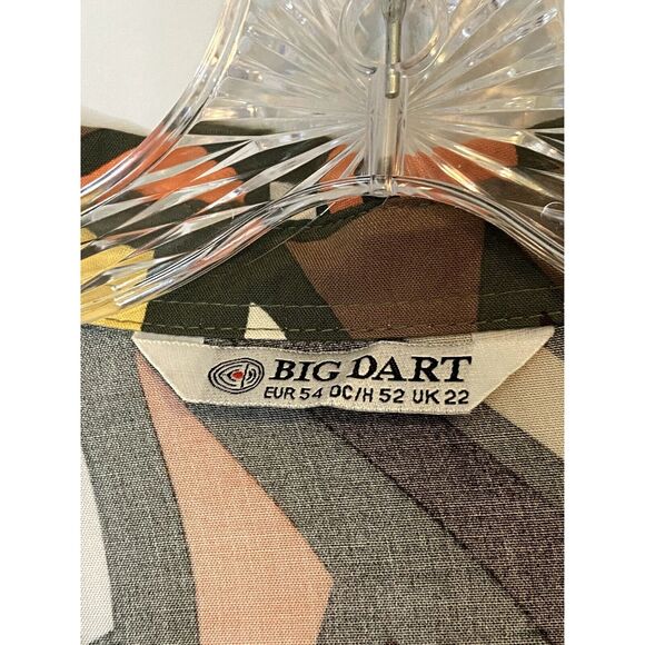 Big Dart Plus Size 20 Top Button Down Geometric Retro Pop Art Pattern Loose Fit - Picture 4 of 12